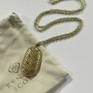 Kendra Scott Rae Long Filigree Pendant Necklace Gold Tone